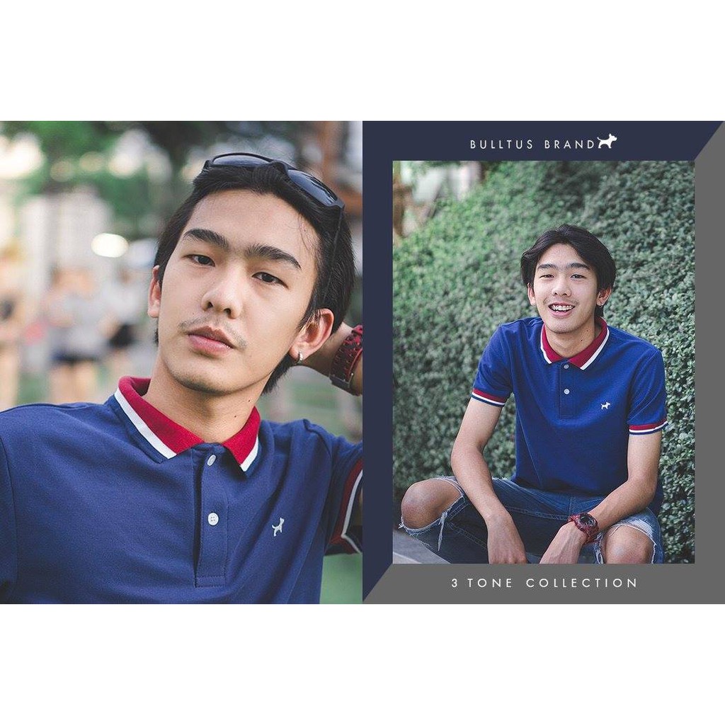 มีถึง 10XL อก 60” BULLTUS BRAND เสื้อโปโล สีกรมท่า (แดง) 3 Tone Collection มี XXL
