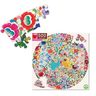 eeBoo Blue Bird Yellow Bird 500 Piece Round Puzzle - จิ๊กซอว์รูปนกสีฟ้าและสีเหลือง แบบ 500 ชิ้น