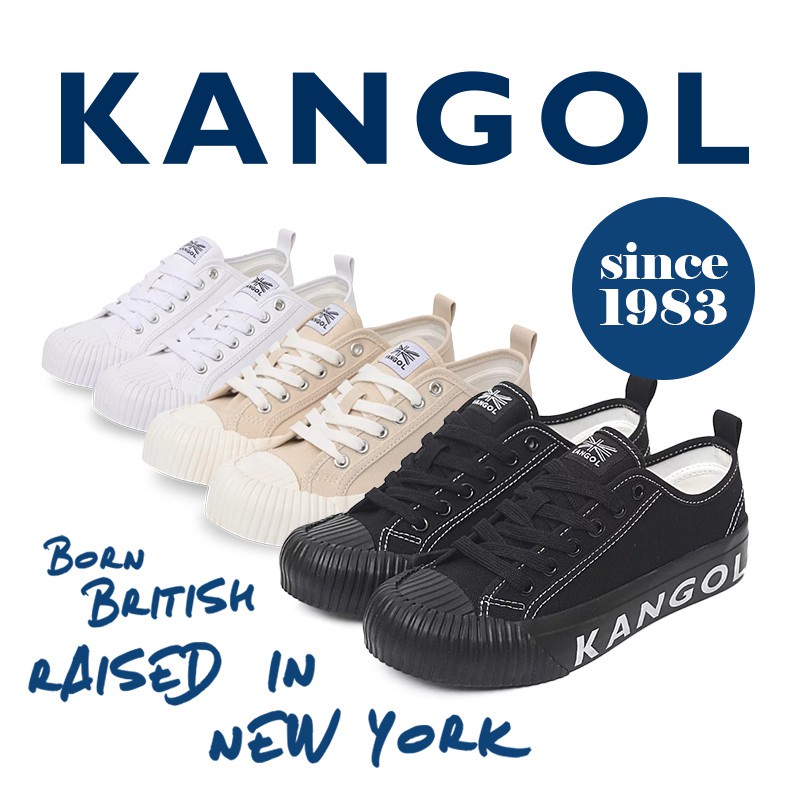 ☄KANGOL Sneakers unisex รองเท้าผ้าใบ รุ่น Logo สกรีน KANGOL สีดำ,ขาว,ครีม, น้ำเงิน 61221601