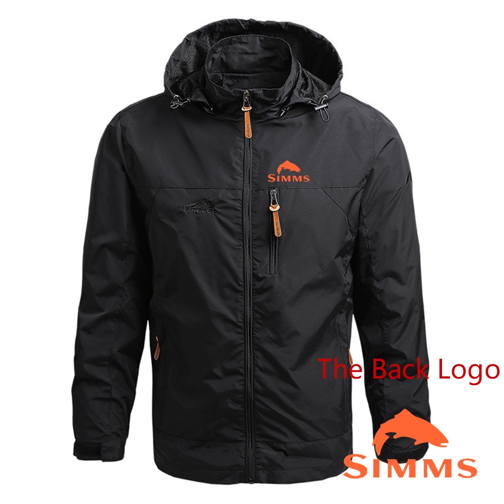 Simms Fishing 2022 Men's New Long Sleeves Waterproof Jackets Zip Hooded Outdoor Windbreaker Windproof Fashion Coat T #0