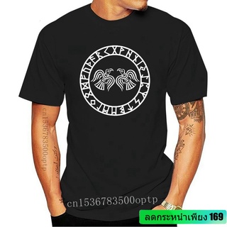 เสื้อยืด พิมพ์ลาย Odin Raven Runes Viking Norse Gothic Pagan สําหรับผู้ชาย SDF78859