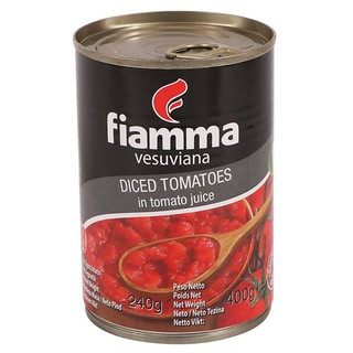 Fiamma vesuviana diced tomato in tomato juice 240 g.Fiamma vesuviana มะเขือเทศหั่นสี่เหลี่ยมลูกเต๋าในน้ำมะเขือเทศ 240 ก.