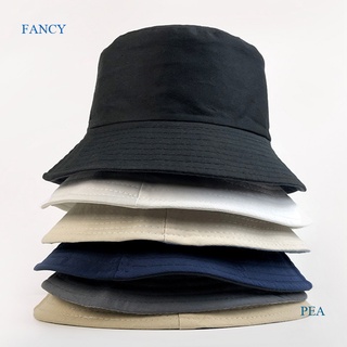 Fancy พร้อมส่ง หมวกบักเก็ต ผ้าฝ้าย กันแดด สีพื้น แฟชั่นเกาหลี เรียบง่าย สําหรับชาวประมง กลางแจ้ง ทุกเพศ