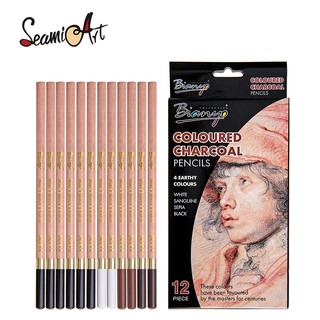 SeamiArt ดินสอสีพาสเทล 12 ชิ้น/4 สีสําหรับสเก็ตภาพ