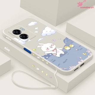 เคส Vivo V15 V17 V17 Pro V19 V20 V20 SE V21 เคสโทรศัพท์ ซิลิโคน TPU นิ่ม เรียบง่าย กระต่าย ขอบตรง เคสป้องกัน