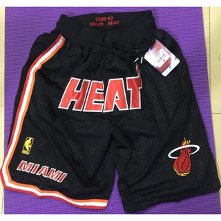 กางเกงขาสั้น ปักลายโลโก้ Miami Heat Wade Butler Dragic Herro just don big สีดํา สําหรับผู้ชาย