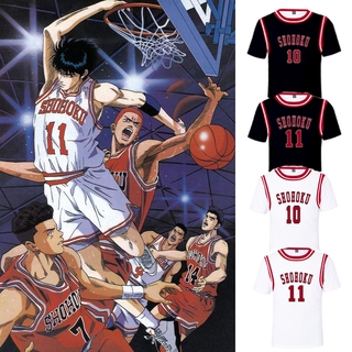 เสื้อยืดแขนสั้นพิมพ์ลายการ์ตูน Slamdunk Shohoku แฟชั่นสําหรับผู้ชายและผู้หญิง