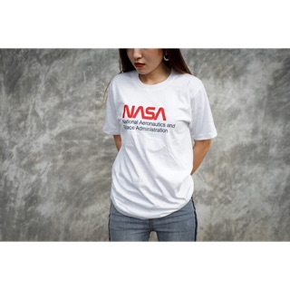 เสื้อยืดแฟชั่นผู้หญิง ผู้ชาย Nasa สีขาว