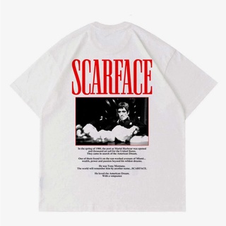 คอตต้อนคอกลมเสื้อยืด | ขนาดใหญ่ | เสื้อยืด ลาย FILM SCARFACE สไตล์วินเทจ 1983 | เสื้อยืด พิมพ์ลายภาพยนตร์ SCARFACES-5XL