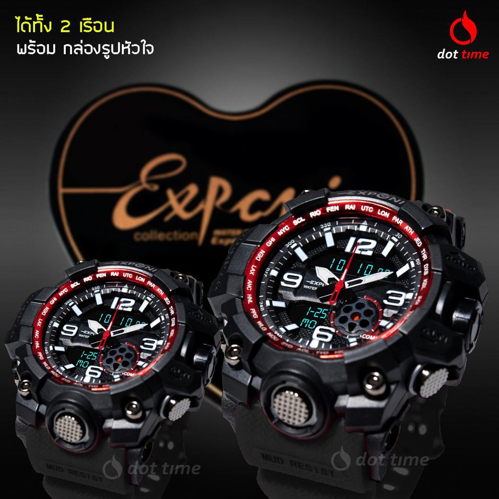 นาฬิกาคู่ นาฬิกา แฟชั่น สปอร์ต เท่ EXPONI EP02XBL SPORT CHRONOMETER WATCH นาฬิกาข้อมือ ผู้ชาย ผู้หญิง dot time