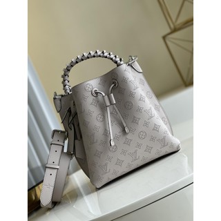 Louis M55906 Lv Muria drawstring portable bucket bag with perforated monogram and braided handle