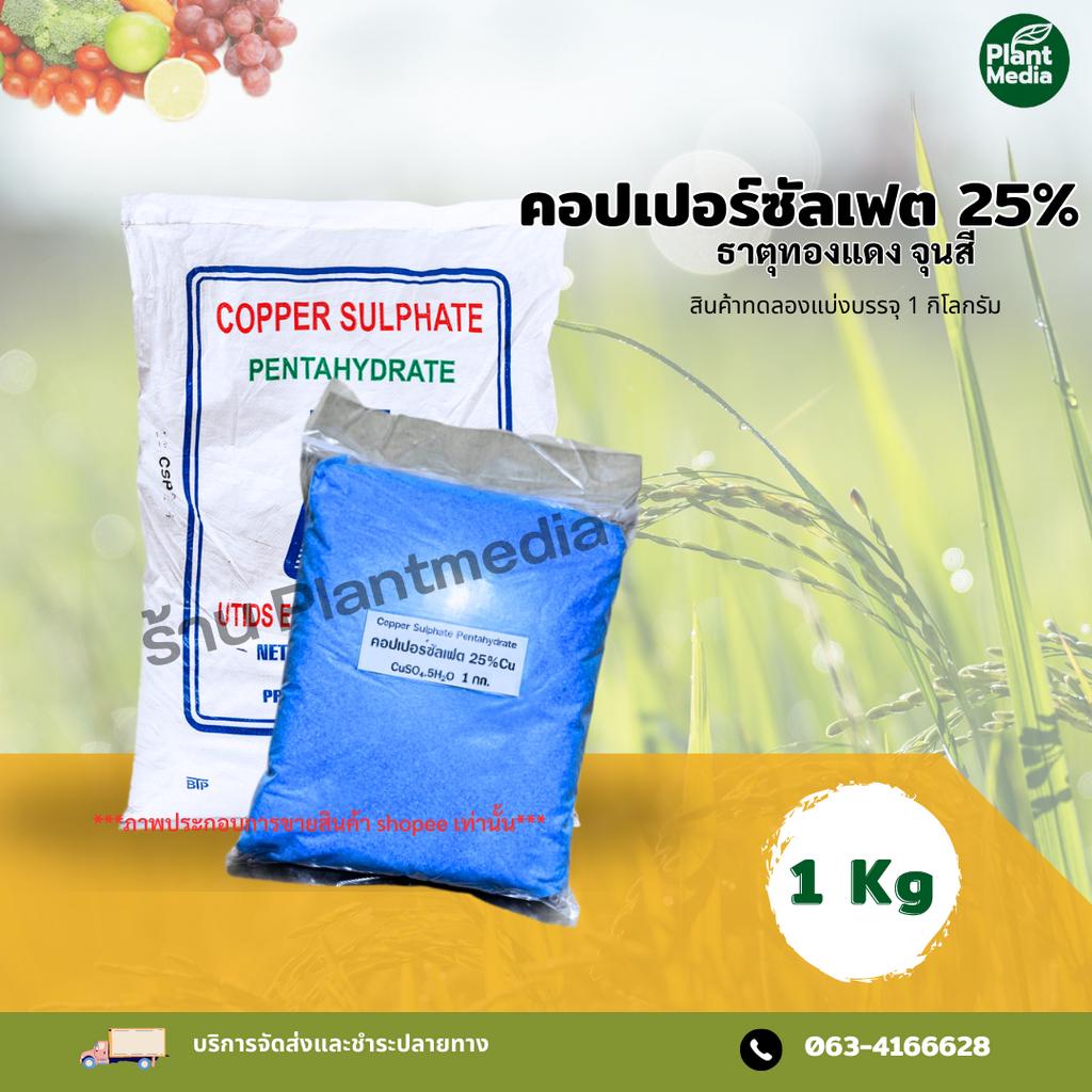 คอปเปอร์ซัลเฟต Copper Sulfate CuSO4.5H2O ธาตุทองแดง 25% จุนสี บรรจุ 1 กิโลกรัม