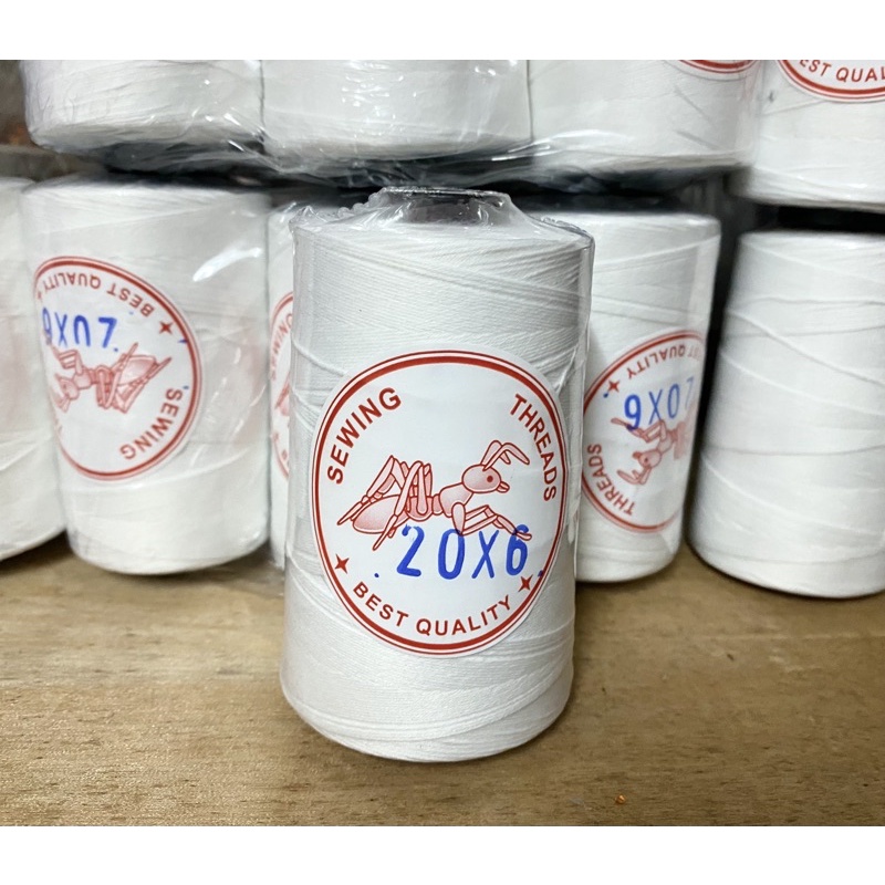 ด้ายเย็บถุงกระสอบ ด้ายเย็บกระสอบ 20/6 สีขาว (ขายเป็นหลอด)
