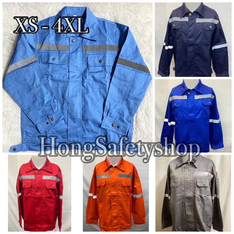 เสื้อช็อปช่างเสื้อช็อปแขนยาวเนื้อผ้าดีใส่สบายงานช่างเนื้อผ้าโพลีเอสเตอร์ผสมฝ้าย ใส่ได้ทั้งผู้ชายและผ