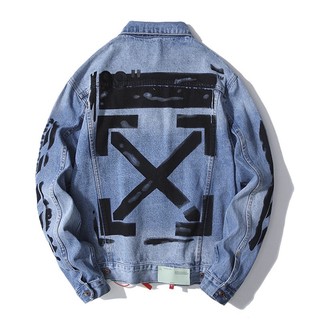 เสื้อยีนส์ off white SS 2020  OFF WHITE มีของ  new spray paint arrow graffiti washed denim jacket