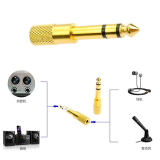 MIC Great Neck Gold Plated Stereo 6.5mm Plug to 3.5mm Jack Av Audio Convertor Adapter for Mic Headsets Headphones