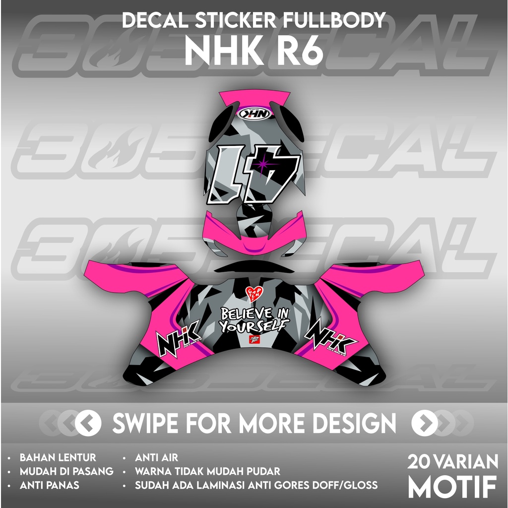 สติ๊กเกอร์สติ๊กเกอร์สติ๊กเกอร์หมวกกันน็อค NHK R6, Nfr Fuxia motif, สติ๊กเกอร์สติ๊กเกอร์ติดหมวกกันน็อ