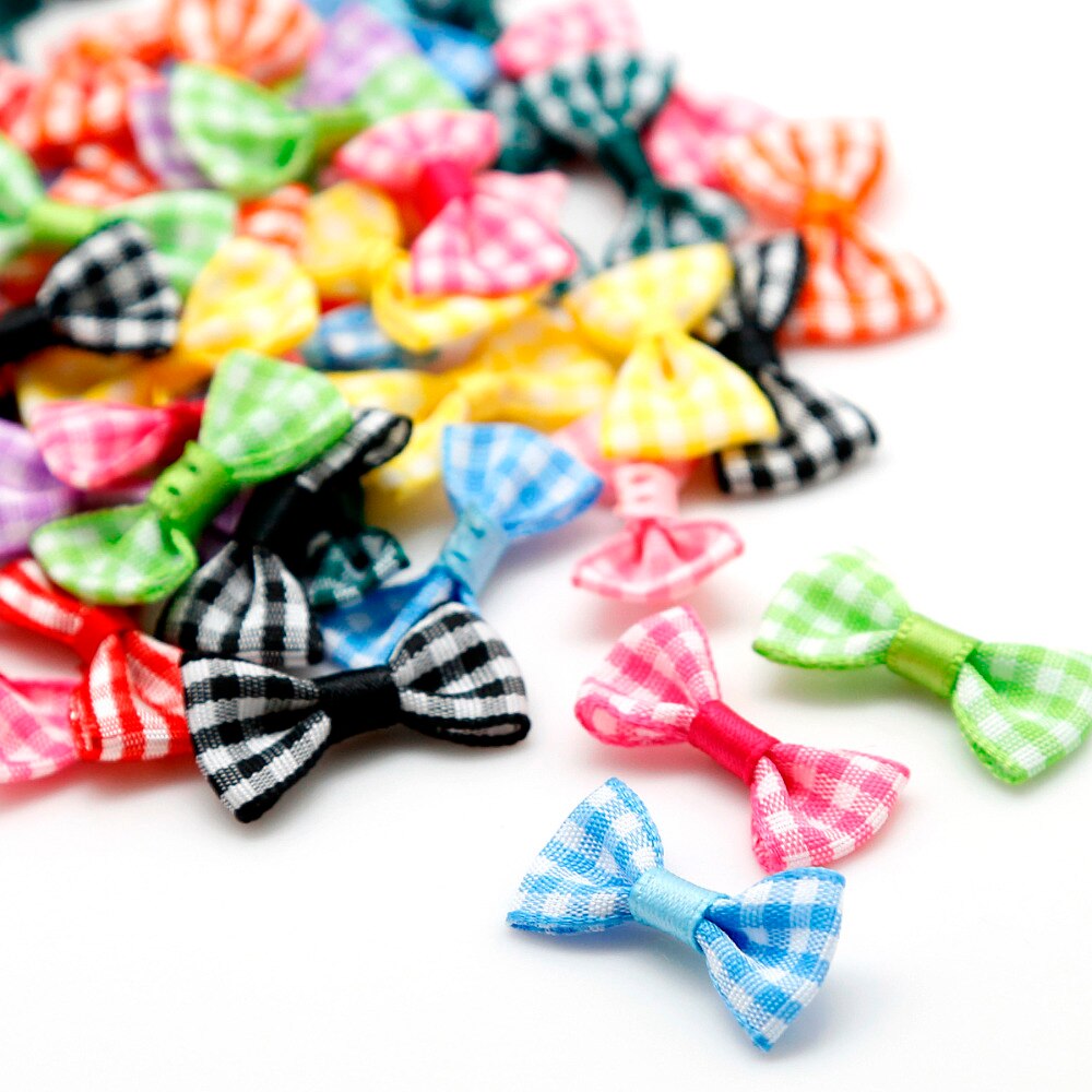 3X1.5 ซม.ลายสก๊อต Bowknot 25/50 ชิ้น DIY งานแต่งงานผมเครื่องประดับของขวัญ Party Craft ตกแต่ง