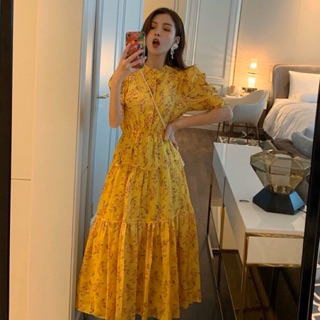 Mustard flower Dress⚠️กรุณาสอบถามจำนวนสินค้าก่อนสั่งซื้อ⚠️