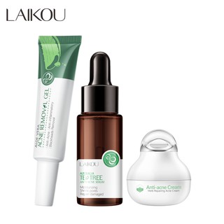 Laikou ออสเตรเลีย ทีทรีเซรั่ม ครีมสมุนไพร เจลว่านหางจระเข้ รักษาสิว เซต 3 ชิ้น