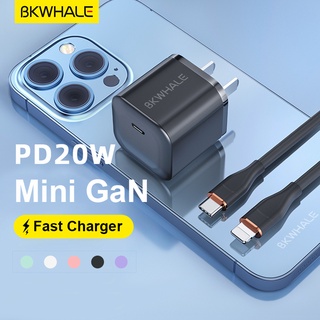 Bkwhale GaN PD 20w USB C Mini Charger สําหรับ 13 12 11 Pro Max 20w USB Type C สีมาการอง สายชาร์จเร็ว 4.0 3.0 อะแดปเตอร์