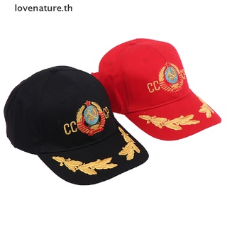 [lovenature] Cccp USSR หมวกเบสบอล ผ้าฝ้าย สีดํา สีแดง สไตล์รัสเซีย สําหรับทุกเพศ [TH]