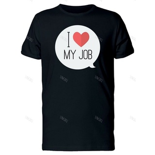 เสื้อยืดผ้าฝ้ายพิมพ์ลายขายดี เสื้อยืดคอกลม ผ้าฝ้าย พิมพ์ลาย In Love My Job In Speech Bubble สําหรับผู้ชาย