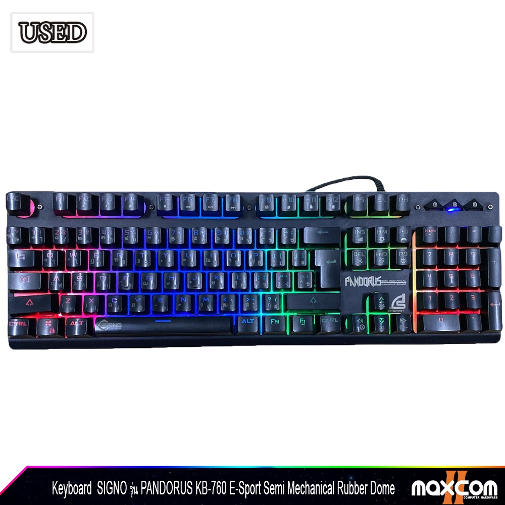 คีย์บอร์ด SIGNO PANDORUS KB-760 BLK คีย์บอร์ดเกมมิ่ง E-Sport Semi Mechanical Gaming Keyboard กันน้ำ 