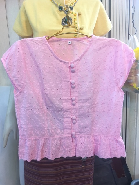 เสื้อลูกไม้ ขาว เหลือง ครีม เทา โอรส ชมพู ส้ม นํ้าตาล รูปที่ 7