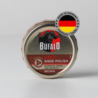BUFALO Shoe Polish บัฟฟาโล่ ขี้ผึ้งขัดเงารองเท้าหนัง (สีน้ำตาล) 75 มล.