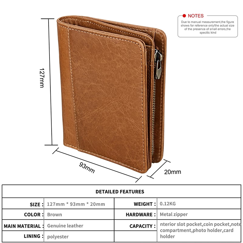 กระเป๋าสตางค์ผู้ชายหนังแท้ Rfid Block กันขโมยแบบสบาย ๆ
