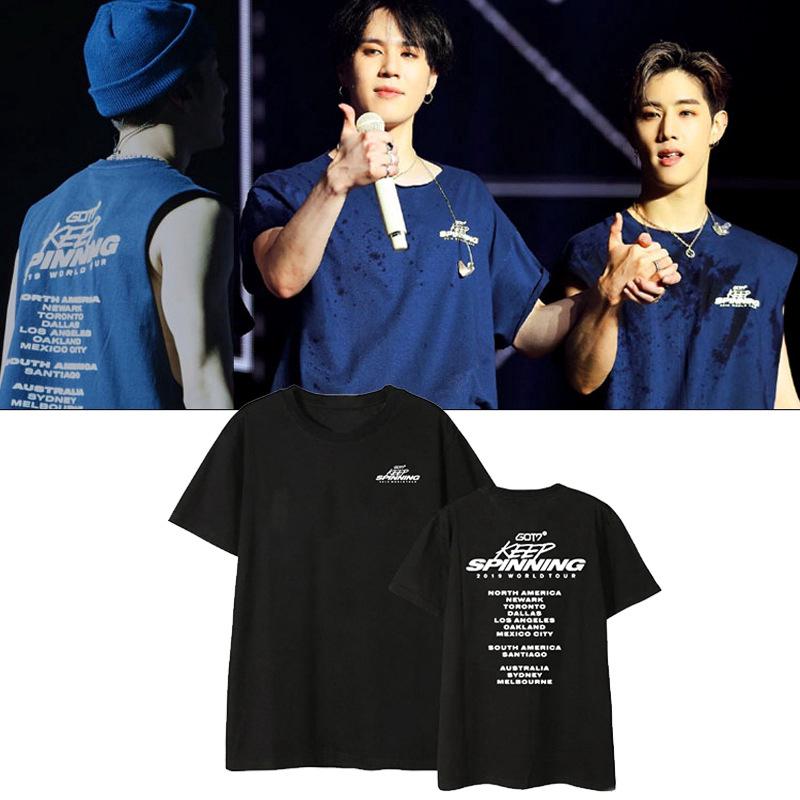 【Hot】เสื้อยืดผ้าฝ้ายพิมพ์ลาย KPOP GOT 7 สำหรับผู้ชายและผู้หญิง