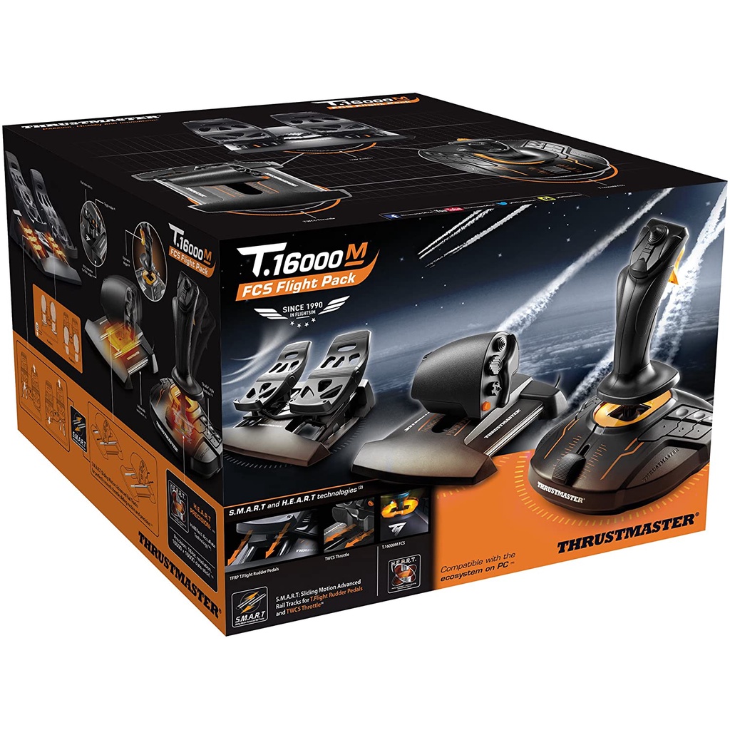 Thrustmaster T.16000M FCS Flight Pack - Joystick, Throttle and Rudder Pedals - T.A.R.G.E.T Software,