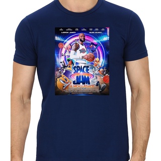 tshirtเสื้อยืดคอกลมฤดูร้อนเสื้อยืด ผ้าฝ้าย 100% พิมพ์ลาย Space Jam Lebron James Looney Tunes Tunes Squad Bugs Bunny Daff