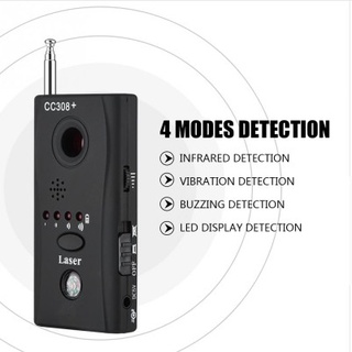 เครื่องป้องกันการดักฟังไร้สาย Bug Detector Anti-s-py La-ser Finder Mini Wireless Hidden Camera Lens GSM Signal Tracker D