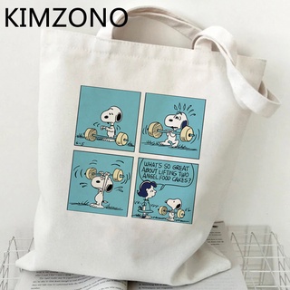 Kawaii Snoopy กระเป๋าช้อปปิ้ง กระเป๋าถือ ผ้าฝ้าย ผ้าแคนวาส ลาย bolsas de tela