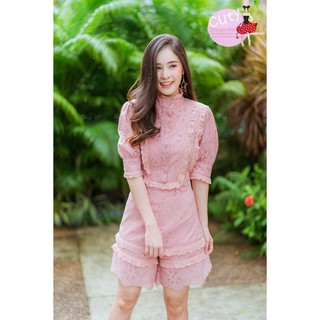 ORDER No. 030-11 Luxury Pink Lace Jumpsuit สีชมพู