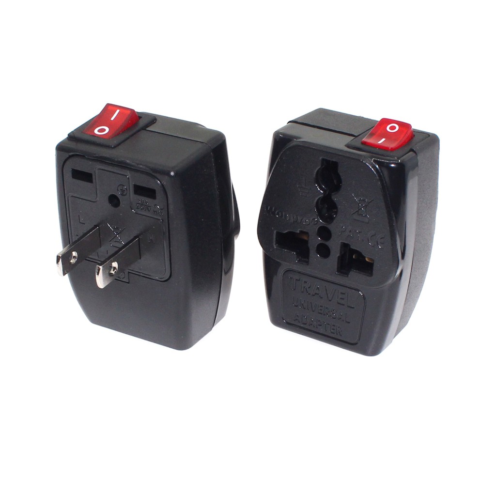 Wonpro ปลั๊กอะแดปเตอร์แปลงไฟ แบบแบน US 2 พร้อมสวิตช์ และไฟแสดงสถานะ 10A 250V สําหรับเดินทาง จากอเมริกา ฟิลิปปินส์ ญี่ปุ่น ไทยแลนด์