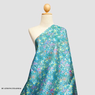 FLORAL DESIGN PRINTED THAI SILK FABRIC - ผ้าไหมไทยแท้ พิมพ์ลาย ลวดลาย ดอกไม้