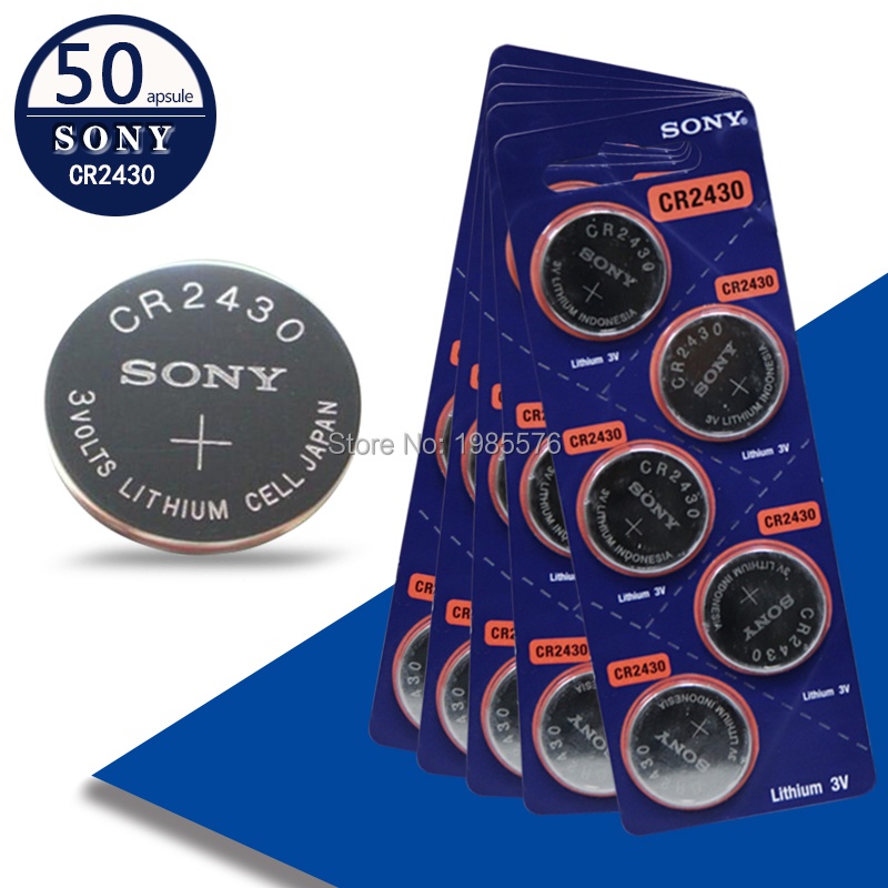 50Pcs Sony 3V DL2430 BR2430 ECR2430 CR2430 Watch Button CoCells Lithium Battery Watch Batteries Big 