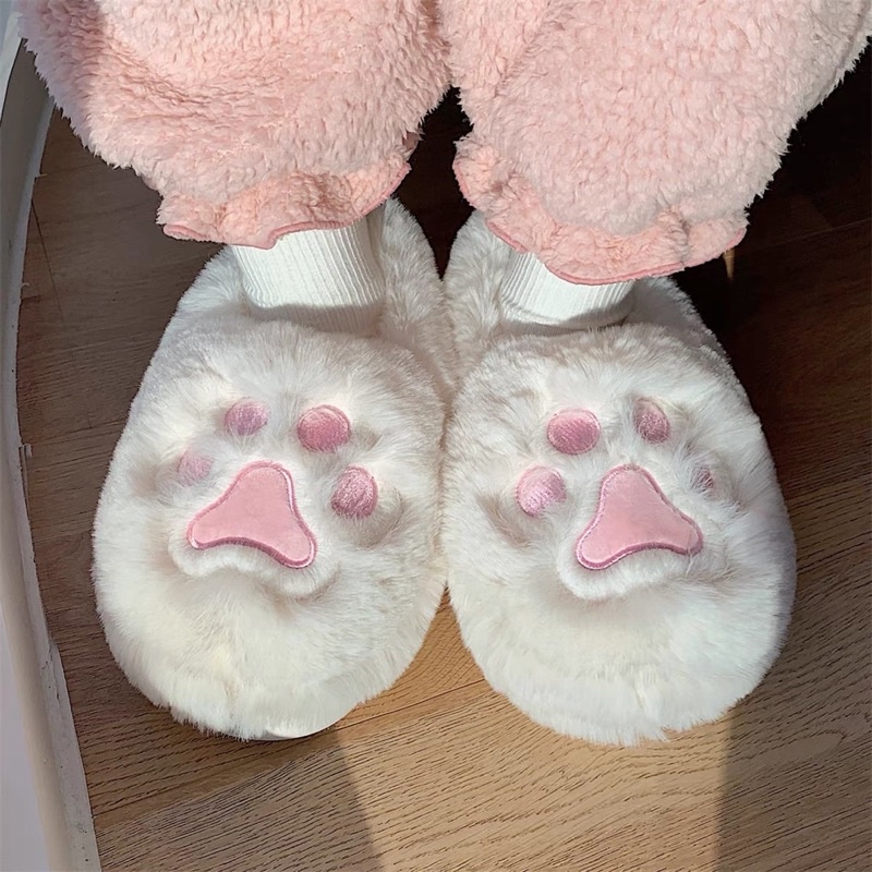 พร้อมส่ง🐈💕 รองเท้า อุ้งเท้าแมว Slipper สลิปเปอร์ขนนุ่ม 49022