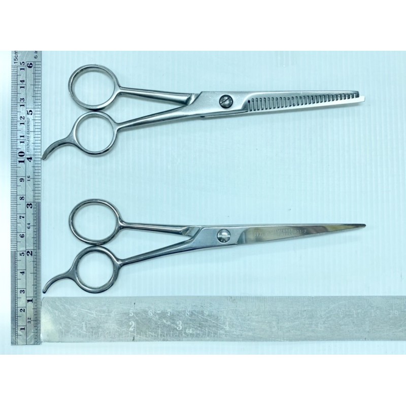 Wing กรรไกรตัดผม ซอยผม  ผลิตสแตนเลส ตัด,ฟัน 5”,6.5”,7”,7.5” นิ้ว hair scissors ซองส้ม