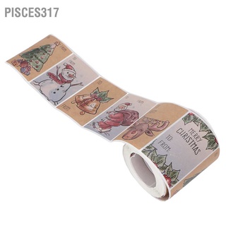 Pisces317 Christmas Sticker 6 Designs 250 Adhesive Xmas Decorative Labels for Cards Gift Envelopes Boxes