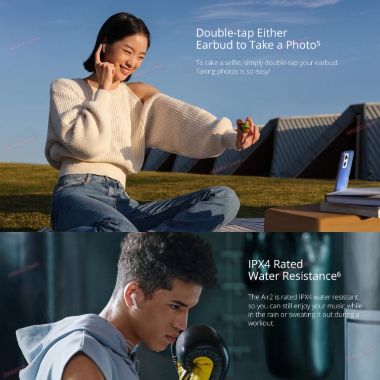 Oppo Enco Air2 หูฟังบลูทูธไร้สาย ไมโครโฟนตัดเสียงรบกวน IPX4 กันน้ํา สําหรับเล่นกีฬา