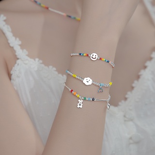 S925 สร้อยข้อมือเงินเกาหลีลูกปัดสีเมฆสร้อยข้อมือเครื่องประดับ