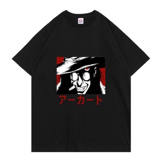 T-shirt  เสื้อยืดแขนสั้นลําลอง ผ้าฝ้าย 100% พิมพ์ลายอนิเมะ Hellsing Alucard สไตล์ญี่ปุ่น ทรงหลวม 100% LHZYS-5XL