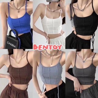 Bentoy(bratop820)เสื้อสายเดี่ยวผ้าฝ้ายมีฟองน้ำ ดีเทลชายไม่เท่ากัน แต่งสายห้อยปลายเสื้อ