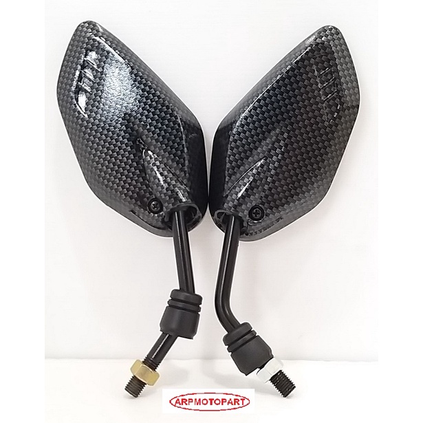 กระจก ทรงย่อ ขาสั้น << N-MAX คาร์บอน ลายเคฟล่า >> เอ็น-เเม็กซ์ # TW RACING BRAND