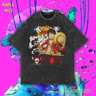 เสื้อยืด ขนาดใหญ่ พิมพ์ลาย Haze Monkey D Luffy สีม่วง | หินล้างทําความสะอาด | เสื้อเชิ้ต One Piece | เสื้อยืด ขนาดใหญ่ |
