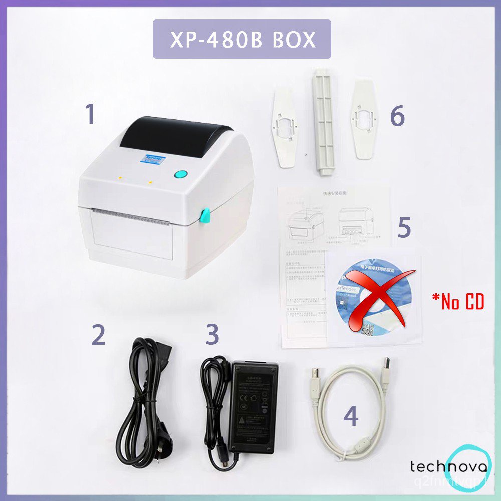 【XP-480B】A6 Thermal Printer Shipping Label Printer Air WayBill Barcode ...